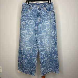 American Eagle - Blue Low Rise Ultra Wide Leg Pattern Jeans